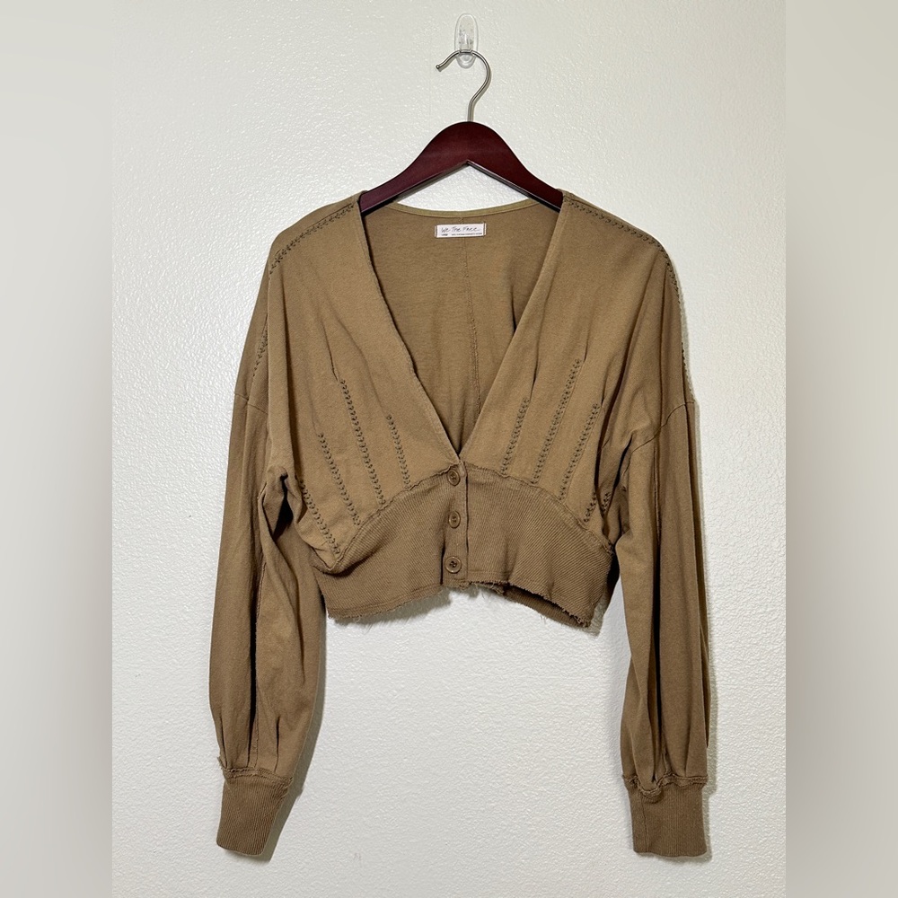 Free People Olive Boho Vintage Bolero Cardigan